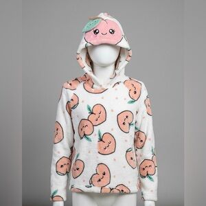 NWOT Urban Kids White Peach-Heart PlushFleecw Hoodie Girls Large (14-16)